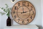 Large Solid Soft Maple Wood Clock with Black Roman Numerals