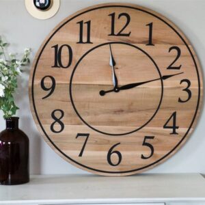 30" Large Solid Soft Maple Wood Clock with Black Roman Numerals (in stock)