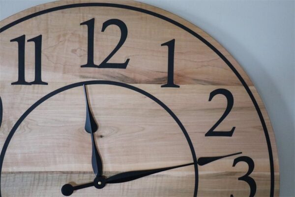30" Large Solid Soft Maple Wood Clock with Black Roman Numerals (in stock)