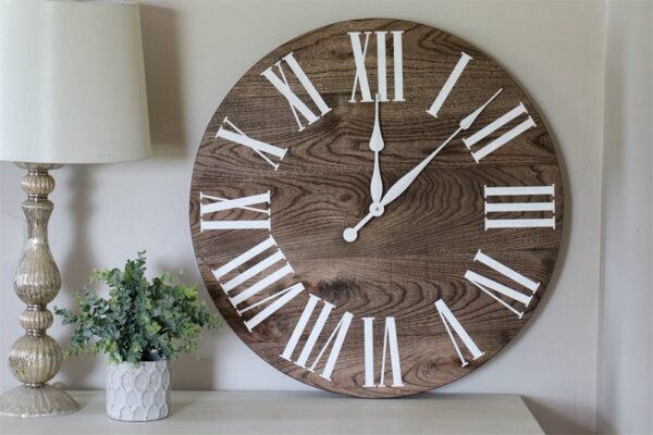 Large Grey Solid Wood Hackberry Wall Clock