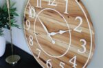 Solid Hickory Wood Wall Clock with Numbers and Lines