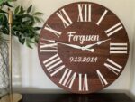Personalized Solid Walnut Wood Wall Clock with White Numbers