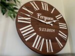 Personalized Solid Walnut Wood Wall Clock with White Numbers