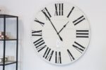 Simple 42" Farmhouse Style Large White Distressed Wall Clock with Black Roman Numerals (in stock)