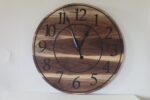 Live Edge 26" Black Walnut Wall Clock with Black Numbers (in stock)