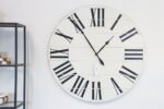 Simple 42" Farmhouse Style Large White Distressed Wall Clock with Black Roman Numerals (in stock)