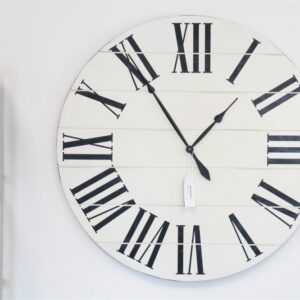 Simple 42" Farmhouse Style Large White Distressed Wall Clock with Black Roman Numerals (in stock)