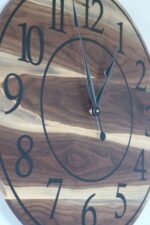Live Edge 26" Black Walnut Wall Clock with Black Numbers (in stock)