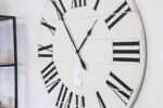 Simple 42" Farmhouse Style Large White Distressed Wall Clock with Black Roman Numerals (in stock)