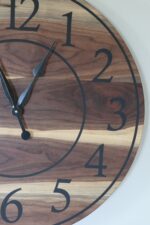 Live Edge 26" Black Walnut Wall Clock with Black Numbers (in stock)