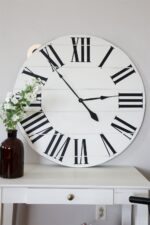 Simple 36" Farmhouse Style Large White Distressed Wall Clock with Black Roman Numerals (in stock)