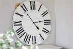 Simple 36" Farmhouse Style Large White Distressed Wall Clock with Black Roman Numerals (in stock)