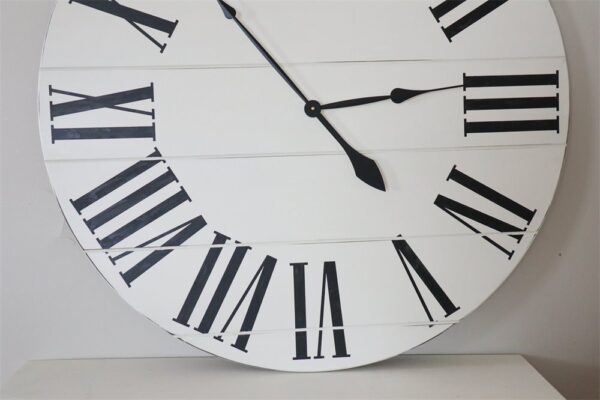Simple 36" Farmhouse Style Large White Distressed Wall Clock with Black Roman Numerals (in stock)