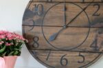 Large Dark Distressed Wall Clock, Stained clock, Oversized clock