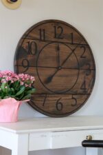 Large Dark Distressed Wall Clock, Stained clock, Oversized clock