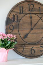 Large Dark Distressed Wall Clock, Stained clock, Oversized clock
