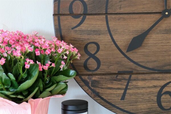 Large Dark Distressed Wall Clock, Stained clock, Oversized clock