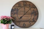 Large Dark Distressed Wall Clock, Stained clock, Oversized clock