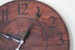Solid Walnut Wood Wall Clock with Black Numbers
