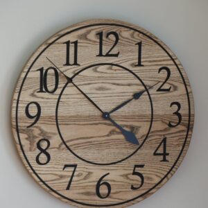 26" Solid Ash Wood Wall Clock with Walnut Stain (in stock)