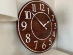 Solid Clear Walnut 30" Wall Clock with White Lines and Numbers (in stock)