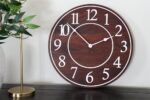 Solid Wood Walnut Wall Clock with White Numbers