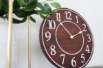 Solid Wood Walnut Wall Clock with White Numbers