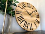 Large Solid Poplar Hardwood Farmhouse Wall Clock with Black Roman Numerals