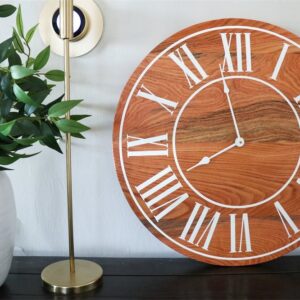 Locust Hardwood Large Wall Clock with Roman Numerals