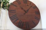 Solid Wood Walnut Wall Clock with Black Roman Numerals