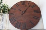 Solid Wood Walnut Wall Clock with Black Roman Numerals