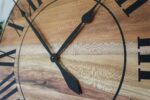 Large Quartersawn Sycamore Hardwood Wall Clock with Black Roman Numerals