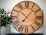 Large Quartersawn White Oak Wall Clock with Black Lines and Roman Numerals