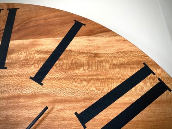 Large Solid Sycamore Hardwood Farmhouse Wall Clock with Black Roman Numerals